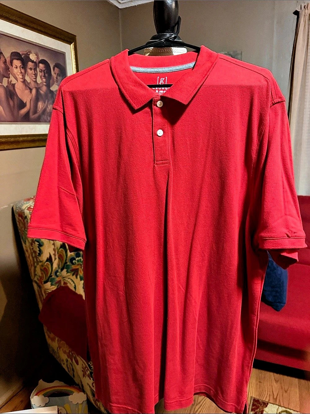 George Men's Pique Polo Shirt Red XL